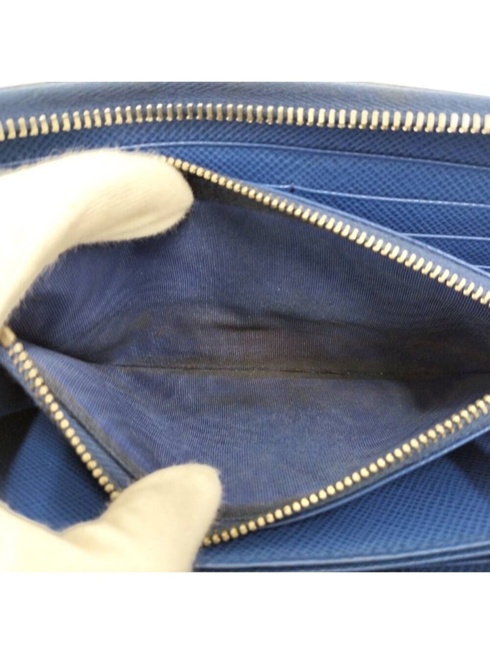 Prada Zip Around Wallet Saffiano Leather Blue - Picture 8 of 10